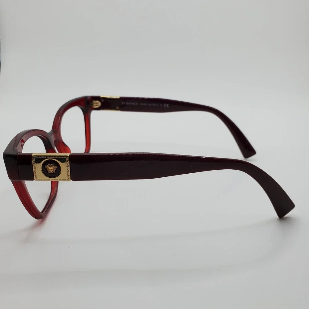 Versace 3294 388 Women Eyeglasses Frame Red Maroon Cat Eye Full Rim 53-18-140 mm